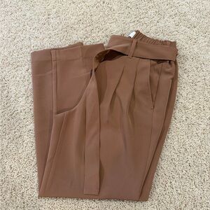LOFT Tan High-Rise Tapered Pants